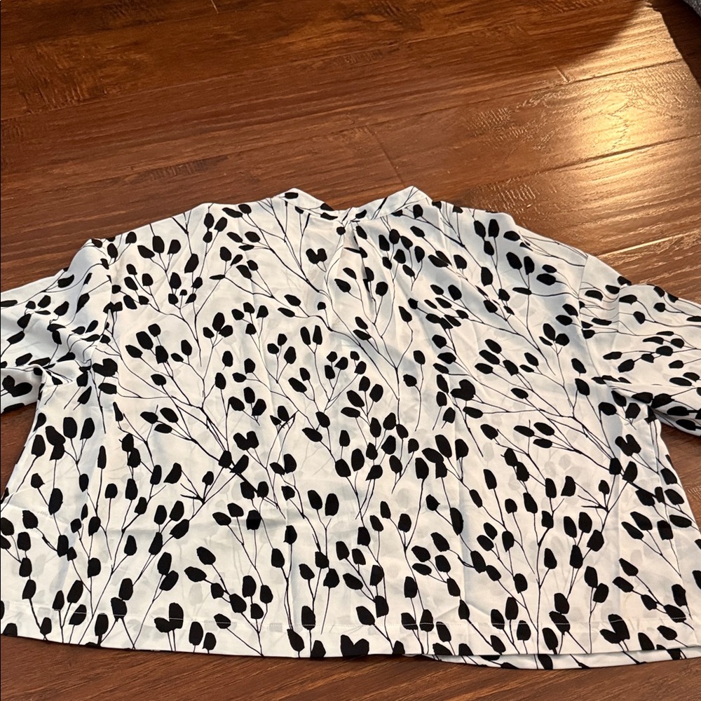 DKNY Monochrome Leaf Pattern Blouse - image 3